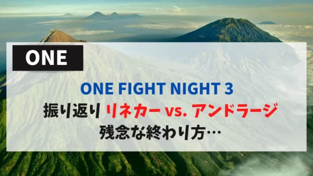 ONE FIGHT NIGHT 3 振り返り リネカー vs. アンドラージ 残念な終わり方…